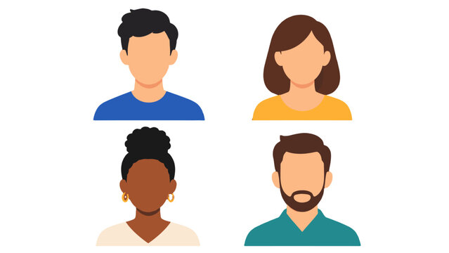 Set of faceless male and female avatar portraits