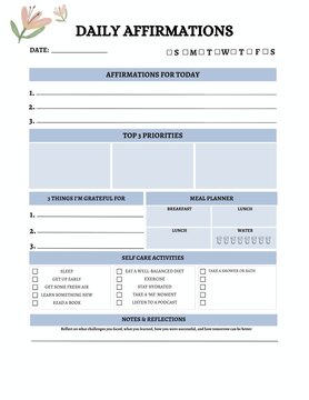 Daily affirmation template