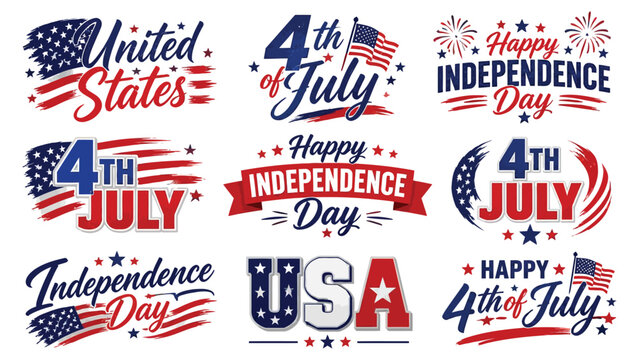 4th of july patriotic logos and labels