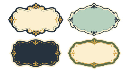 Fototapeta premium Set of ornate vintage label frames with decorative borders