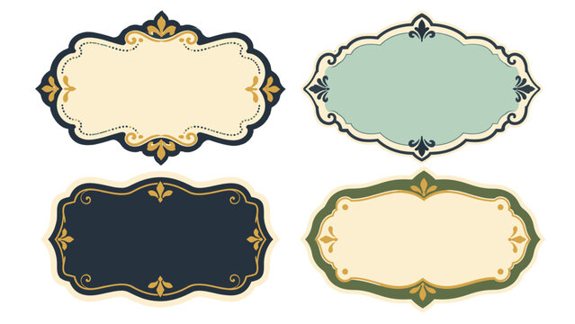 Set of ornate vintage label frames with decorative borders
