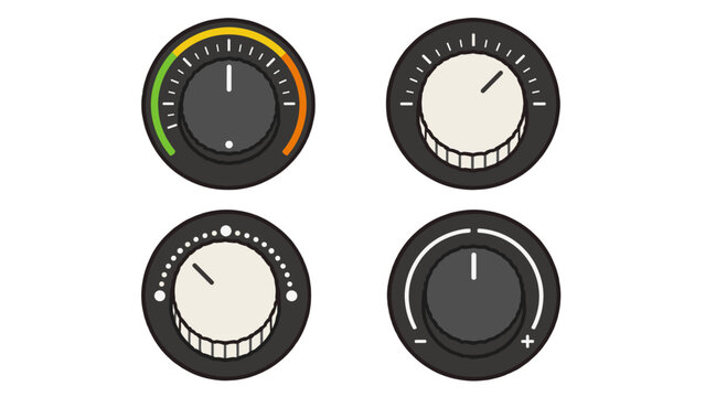 Set of rotary control knobs and circular adjustment dials