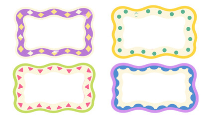 Fototapeta premium Set of colorful wavy decorative frames with geometric patterns