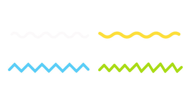 Set of colorful wavy and zigzag horizontal divider lines