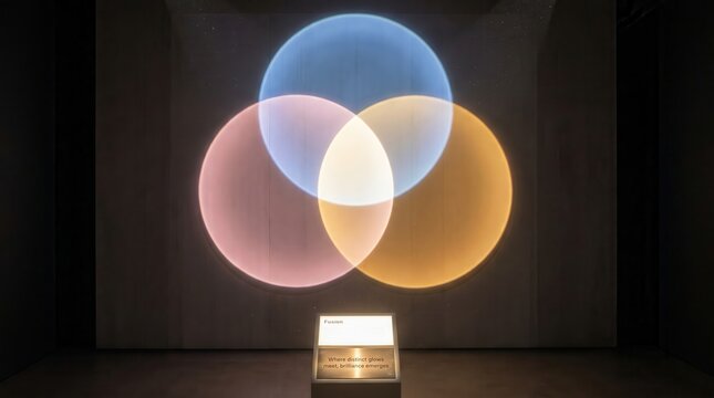 Structured arrangement of three circles in Venn diagram projection