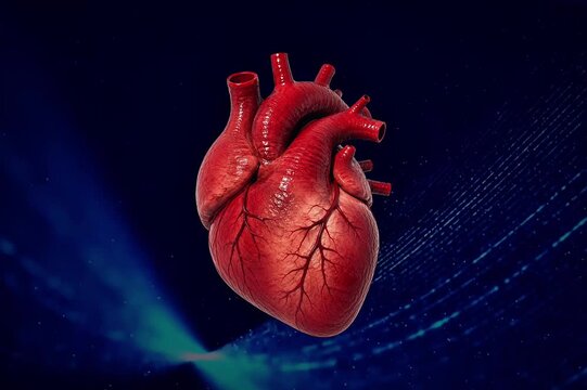 Human heart 3d zoomed in out slow video sci-fi background human heart motion video 