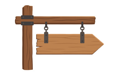 Fototapeta premium Wooden arrow sign hanging from a rustic post pointing right