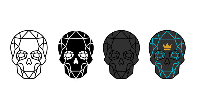 Abstract Geometric Skulls Vector Illustration Set with Modern Design and Varied Texture Styles