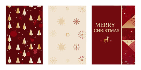 Christmas Card Designs With Pine Trees Snowflakes And Festive Text © Indira