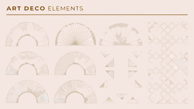 Art Deco Geometric Shapes And Patterns Golden Vector Illustration