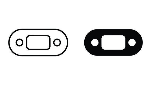 Connector port icon set in outline and solid glyph style vector