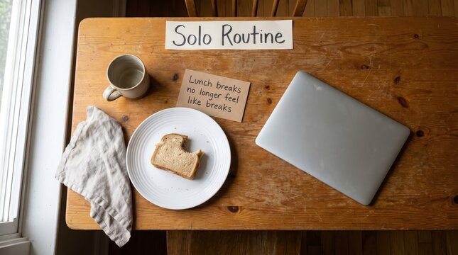 Solo Routine Reflects Remote Work Loneliness Amidst Lunch Break