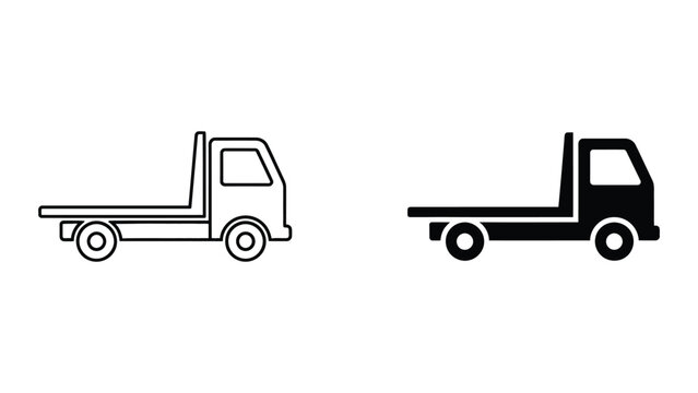 Tow truck icon set in outline and solid glyph style vector