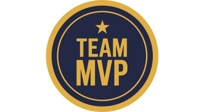 Team MVP Award Emblem with Star and Text.