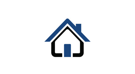 Fototapeta premium Minimalist House Icon in Blue and Black Colors on White Background for Branding