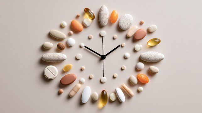 Decorative Pebble Stone Wall Clock Closeup.