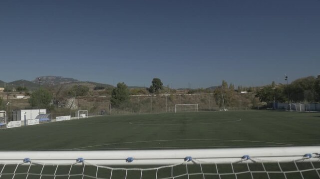 Net goal football soccer field ground pitch stadium crane jib traveling up 6
