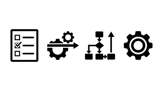 Productivity, automation and workflow vector icon set