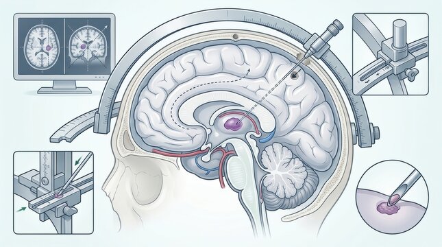 Stereotactic neurosurgery procedure using advanced brain imaging and guidance system