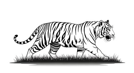 Obraz premium Tiger walking in the wild outdoors.