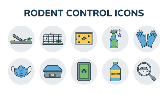 Rodent Control and Pest Extermination Icon Set