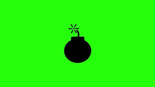 High quality 4K video showing a classic vintage spherical cast iron round bomb weapon with a burning fuse string bouncing. Creative asset for warfare app.
