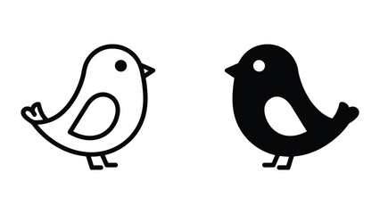 Bird icon set in outline and solid glyph style vector