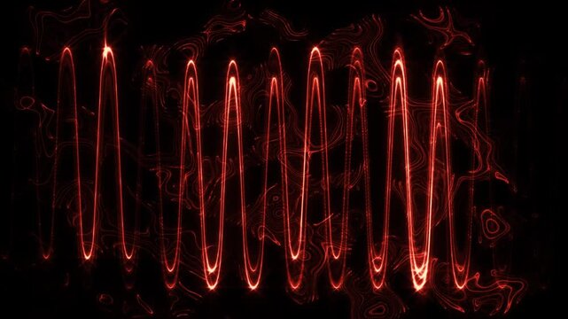 Red beautiful neon wavy lines in a festive pattern
