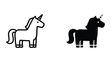 Unicorn icon set in outline and solid glyph style vector © MD