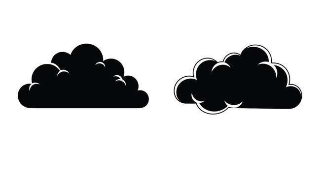Four black cloud silhouettes arranged on a plain white background