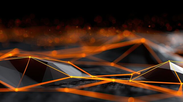 Abstract, glowing network of interconnected points and lines over a dark, textured surface