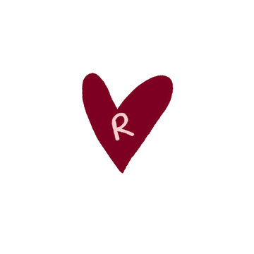 Red heart for r initial