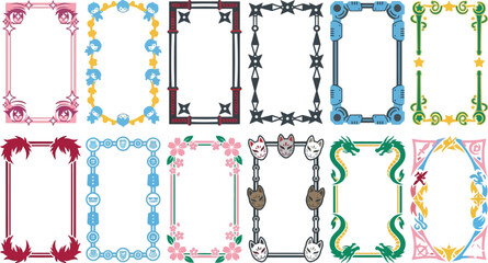 Fototapeta premium Anime Challenge Decorative Frame Collection with Colorful Borders