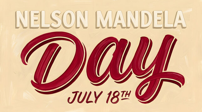 Nelson Mandela Day lettering with July 18th date stylized for celebratory graphic design