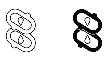 Sanitary pad icon set in outline and solid glyph style vector © Rafsan