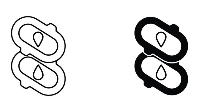 Sanitary pad icon set in outline and solid glyph style vector