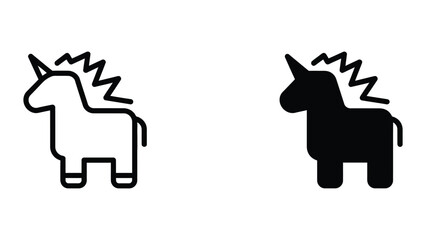 Unicorn icon set in outline and solid glyph style vector © Rafsan