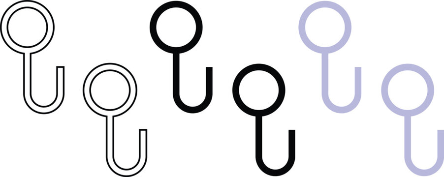 Minimalist wall hook line icon vector, modern home accessory in various styles and colors.