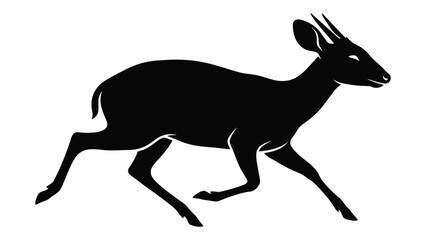 Gazelle silhouette runs gracefully across a clean white background. © sajida