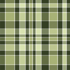 Fototapeta premium Plaid pattern in dark olive green, light olive green, and pale sage green tones.