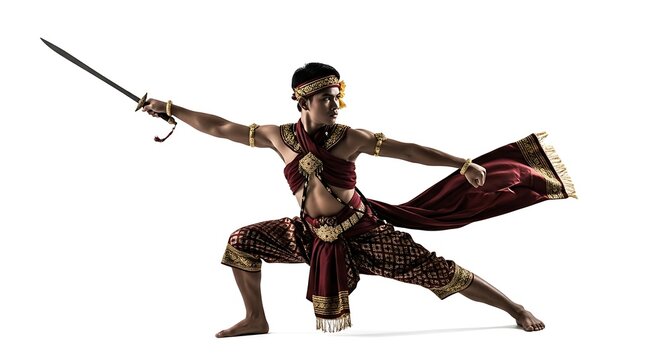Warrior with sword in fighting stance.