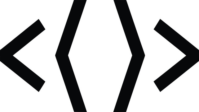 Black programming code brackets icon representing software development and computer coding
