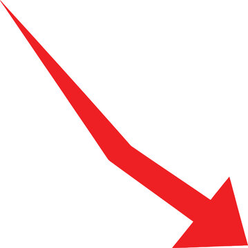 Red arrow pointing down showing decline or negative financial trend