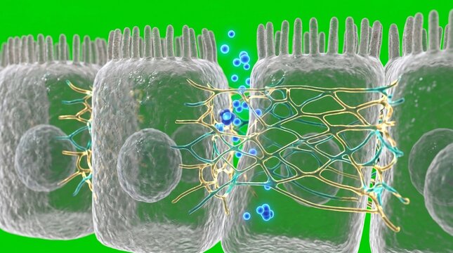 3D Medical Illustration of Epithelial Cell Tight Junctions in Cellular Structure