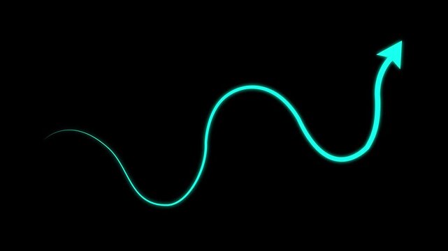 Dotted wave arrow path. Curved navigation direction line. Hand drawn movement indicator doodle illustration, winding path, wayfinding, trajectory.