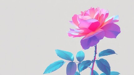 Fototapeta premium Vibrant Pink Rose with Purple Petals