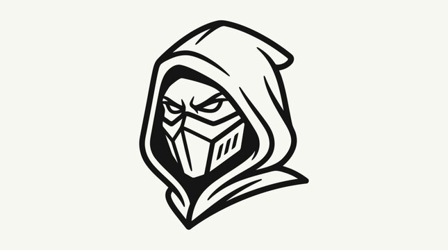 Hooded figure with mask.
