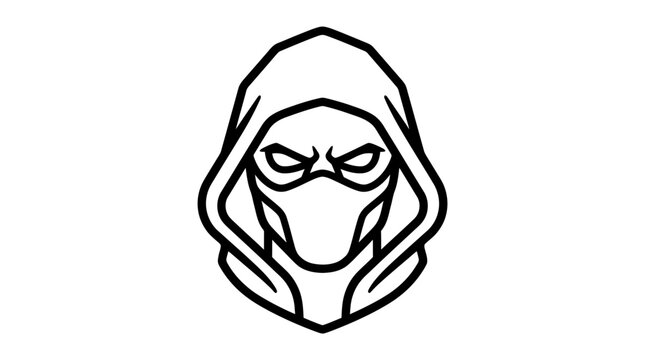 Ninja Face Mask Line Art.