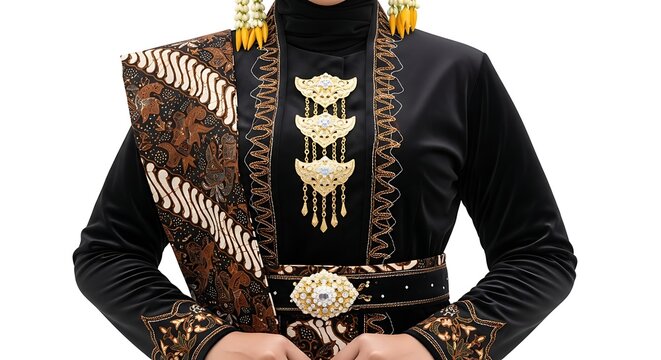 Woman in traditional ornate gold jewelry.