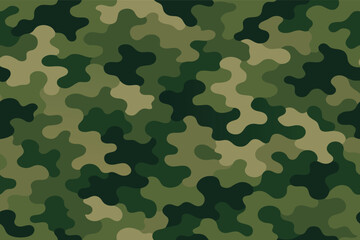 Fototapeta premium Seamless stylized green camouflage vector pattern designed for military or hunting concepts with a clean modern layout. Versatile graphic resource for apparel tactical gear and outdoor themes.